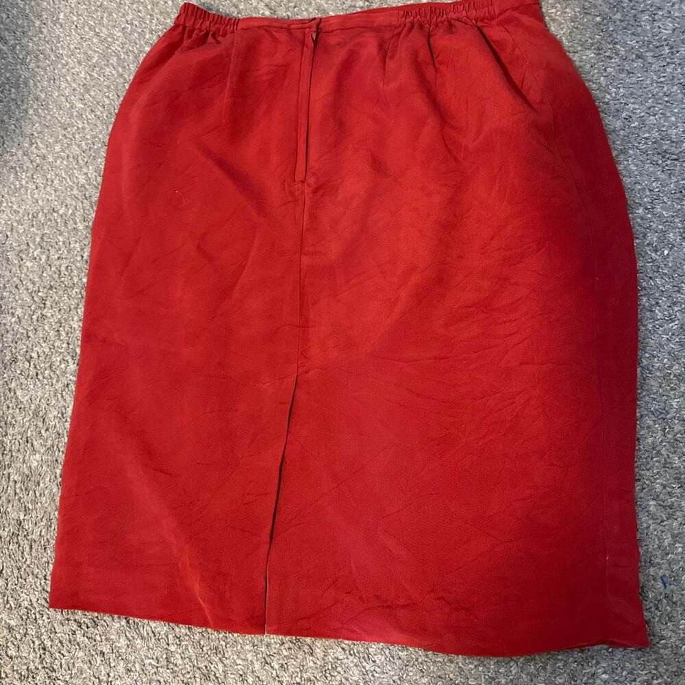 Travis Ayers Woman Red Silk Pencil Skirt Size 14W